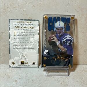Peyton Manning Indianapolis Colts 24k gold Rookie Signature Card -